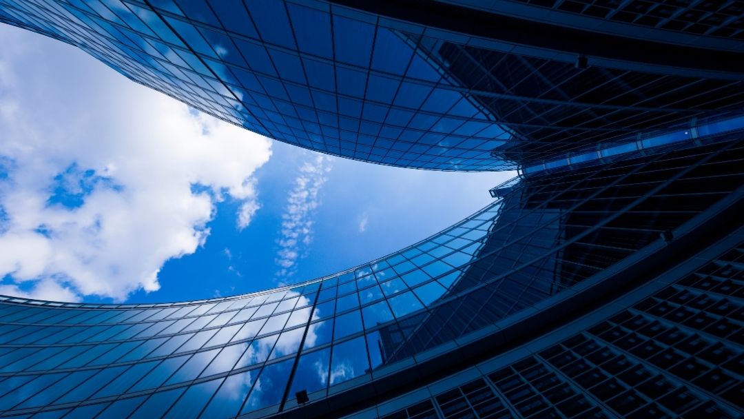 Glass windows on buildings